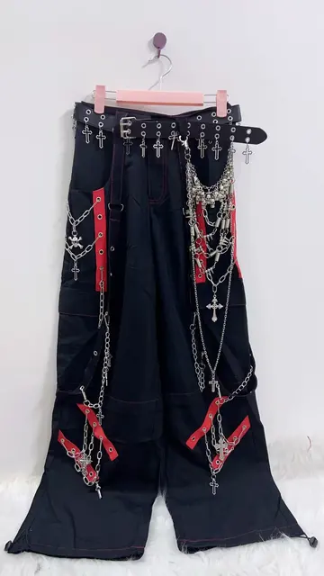 Wide Leg Cross Chain Trousers 5