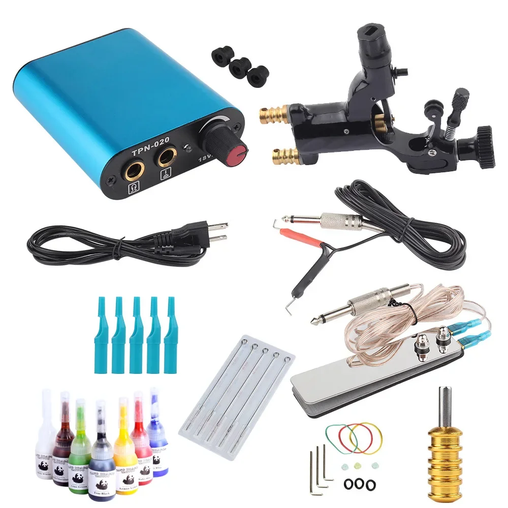 

Complete Coils Tattoo Kit Liner Shader Machine Power Supply Inks Pigment with Tattoo Needles Accessories for Tattoo Beginner Set