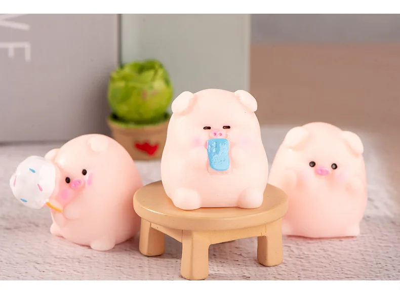 Description Picture 5 of itemSculptures & Figurines Miniatures Cute Pink Pig Micro Landscape Ornaments For Home Decorations Room Decor Desk Accessories