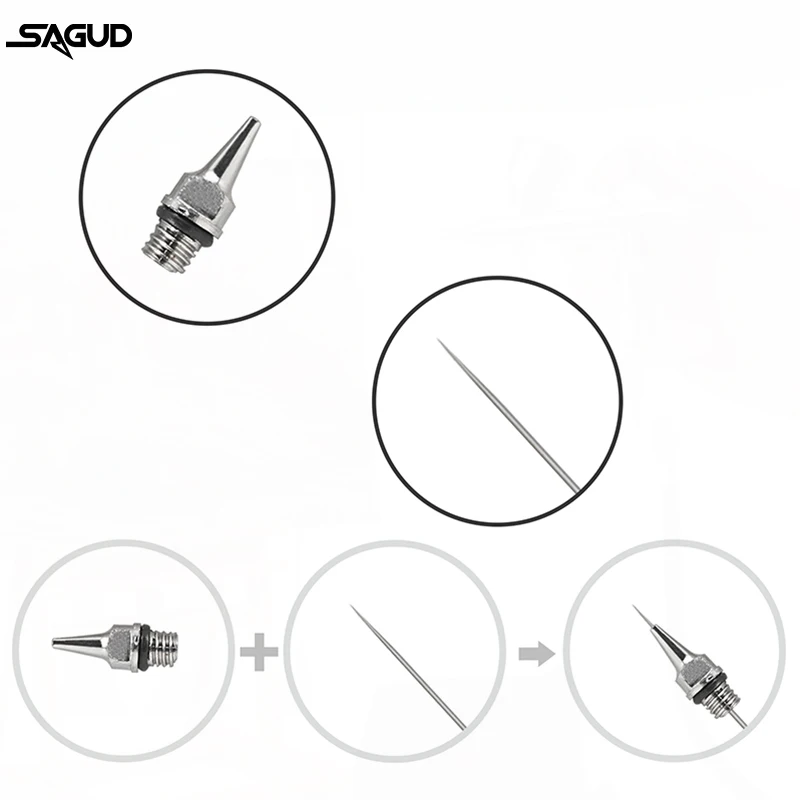 Airbrush 0.2/0.3/0.5mm Nozzle&Needle Replacement Tool Accessories Kit for Many Types of Airbrush Replacement Repair Parts 2