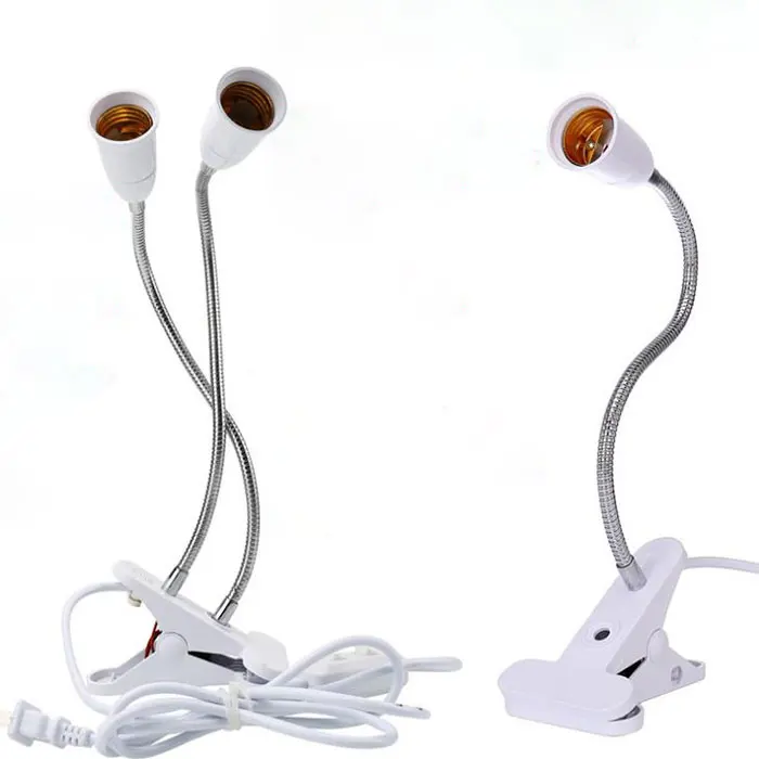 

EU US Plug 360 Degrees Flexible Desk Lamp Holder E27 Base Light Socket Gooseneck Clip-On Cable With On Off Switch for Home Plant