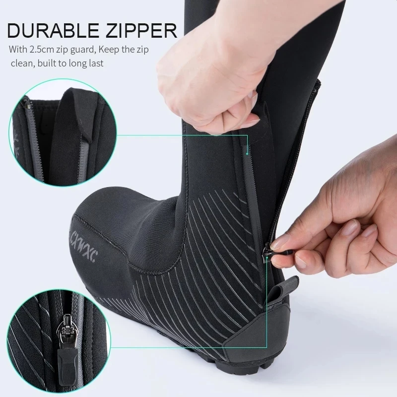 Bicycle Shoe Covers CXWXC Bicycle Winter Thermal Overshoes MTB Road Bike Water-resistant Shoes Cover Cycling Hard-wearing Reflective Boots Cover
