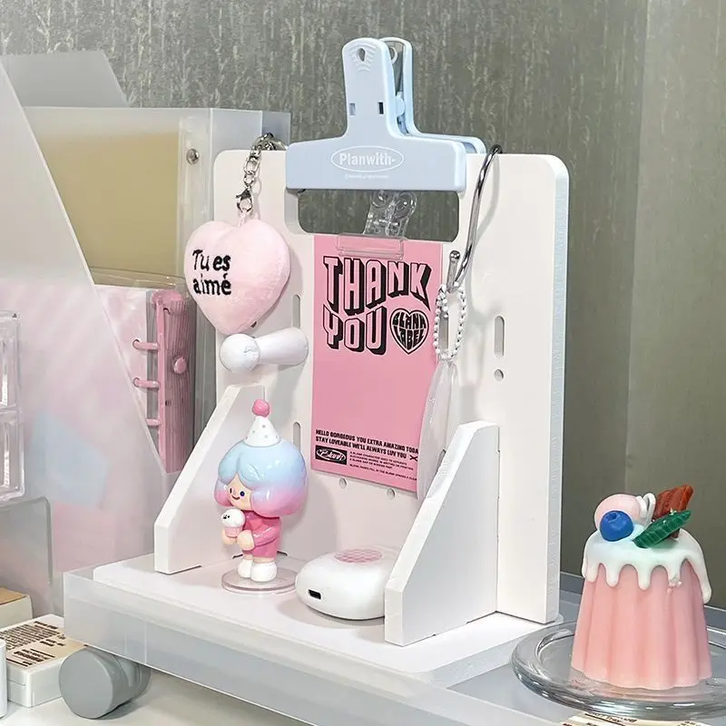 Organizer da scrivania in stile Ins, mensola da scrivania, pannello forato, organizer per oggetti vari, espositore per bambole da scrivania per dormitorio studentesco, decorazioni per la casa - immagine 2
