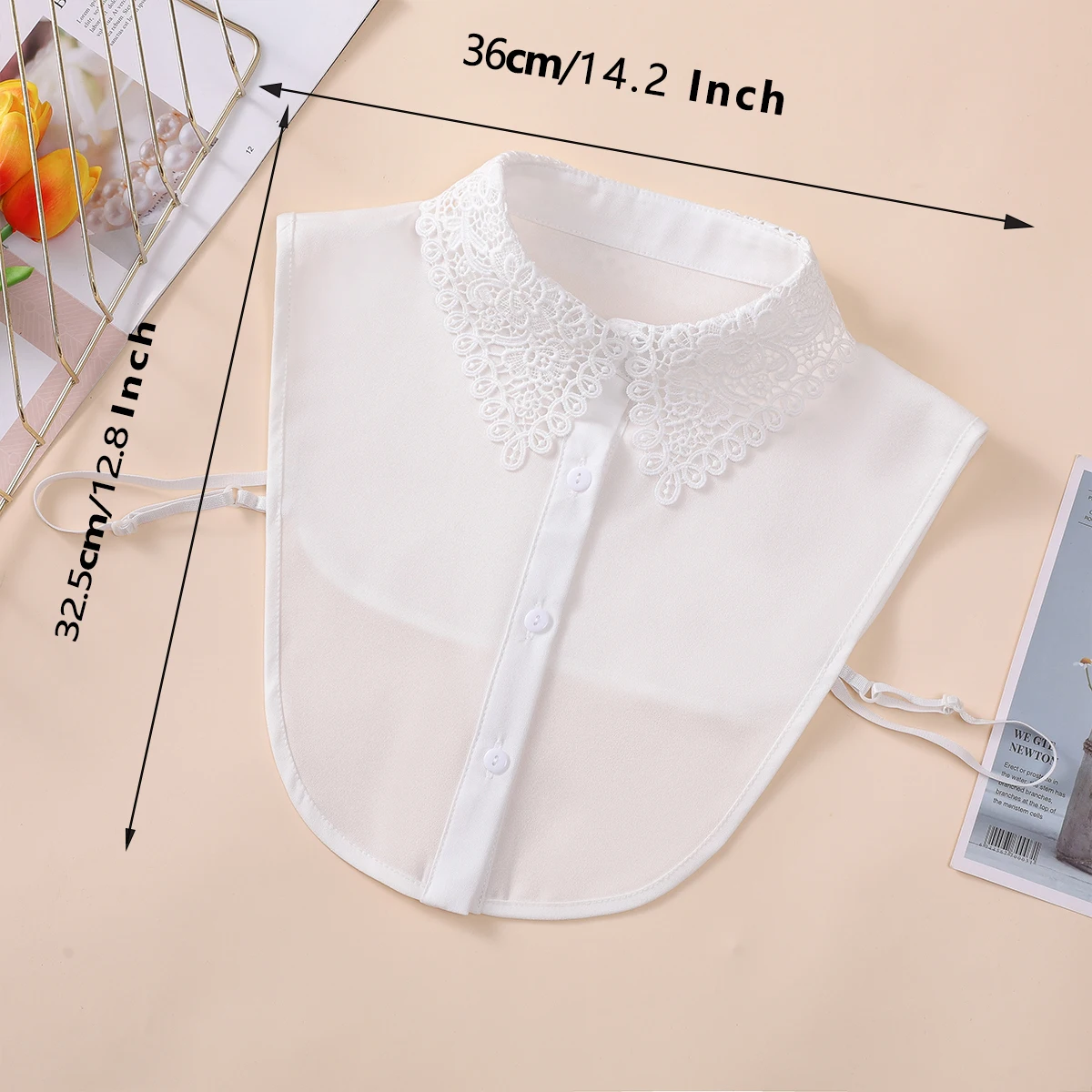 Fake Collar Monochrome Hollow Women's Stylish Half Shirt Chiffon Dickey Collar
