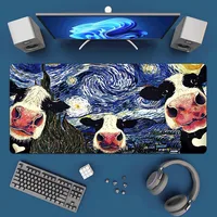Funny Zoo Van Gogh The Starry Night Mousepad Office Large Mouse Mat Keyboard Mats Rubber PC Computer Game Big Anti-slip Mice Mat 1