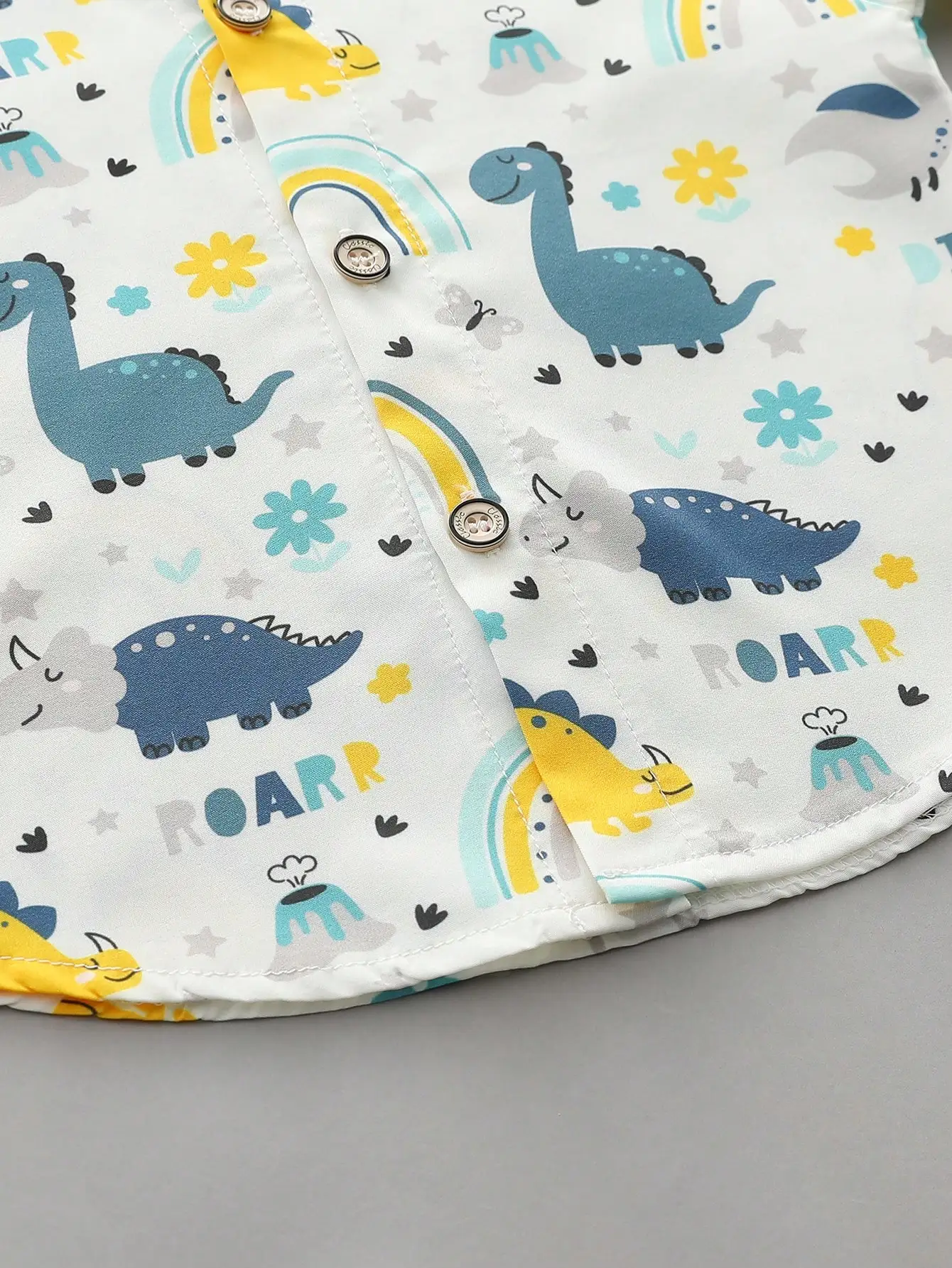 Summer sunshine dinosaur random print short-sleeved shirt and shorts set for male infants and toddlers 4