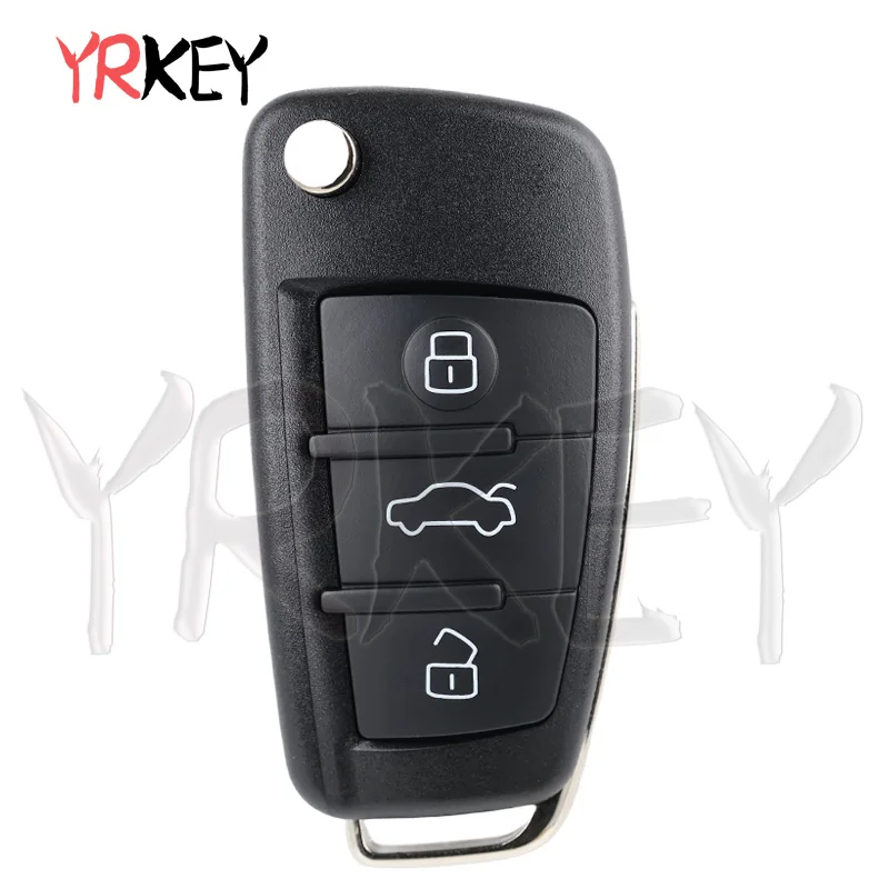 Folding Car Key Case Shell Fob 3 Buttons Replacement for Audi Q7 B7 Q3 A3 TT A2 A8 A6 A6L A4 S5 C5 C6 B6