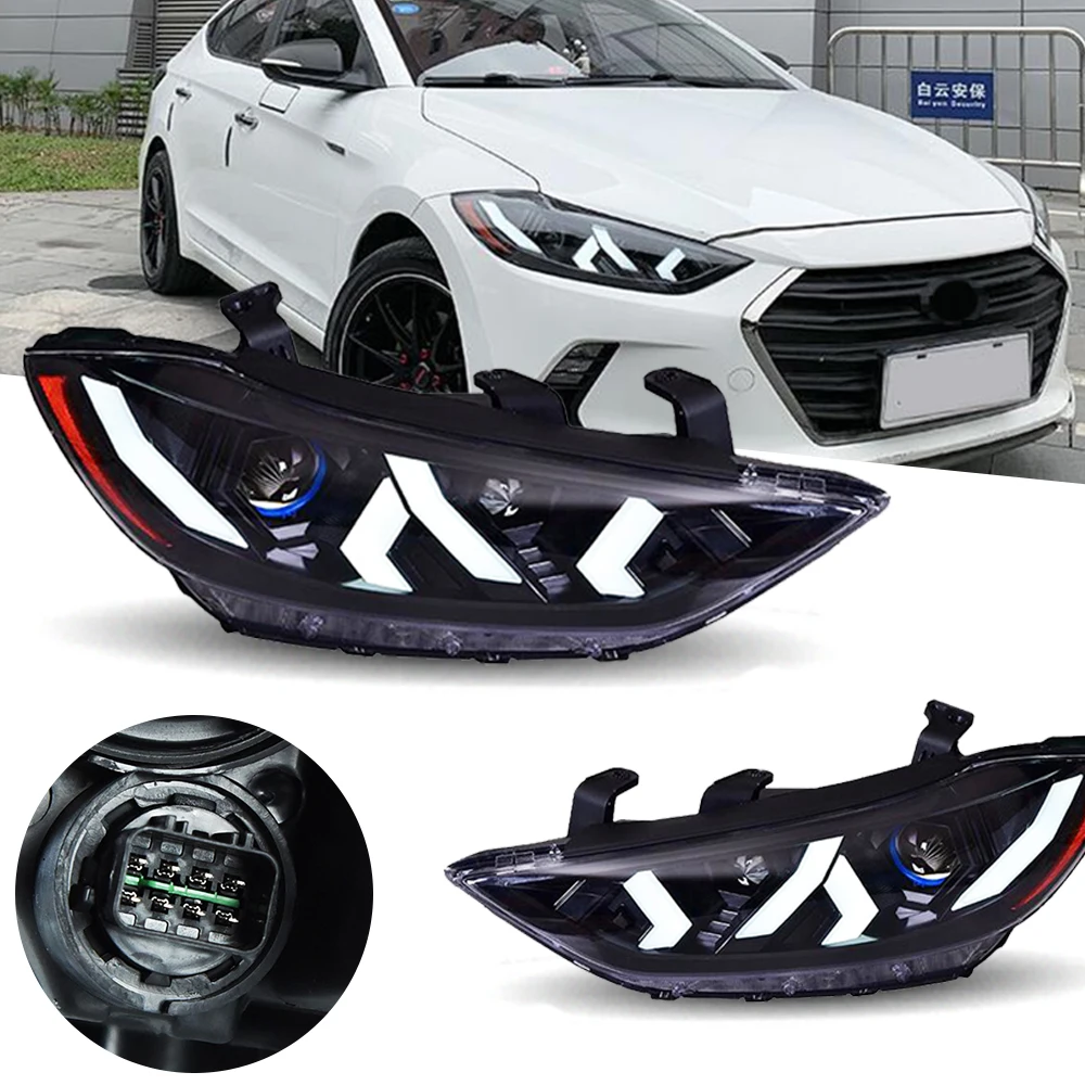 

Передняя фара для Hyundai Elantra, светодиодный фары 2016-2020, передняя фара, автомобильный Стайлинг, дневные Фотоэлектрические линзы, автомобильные аксессуары, передняя фара