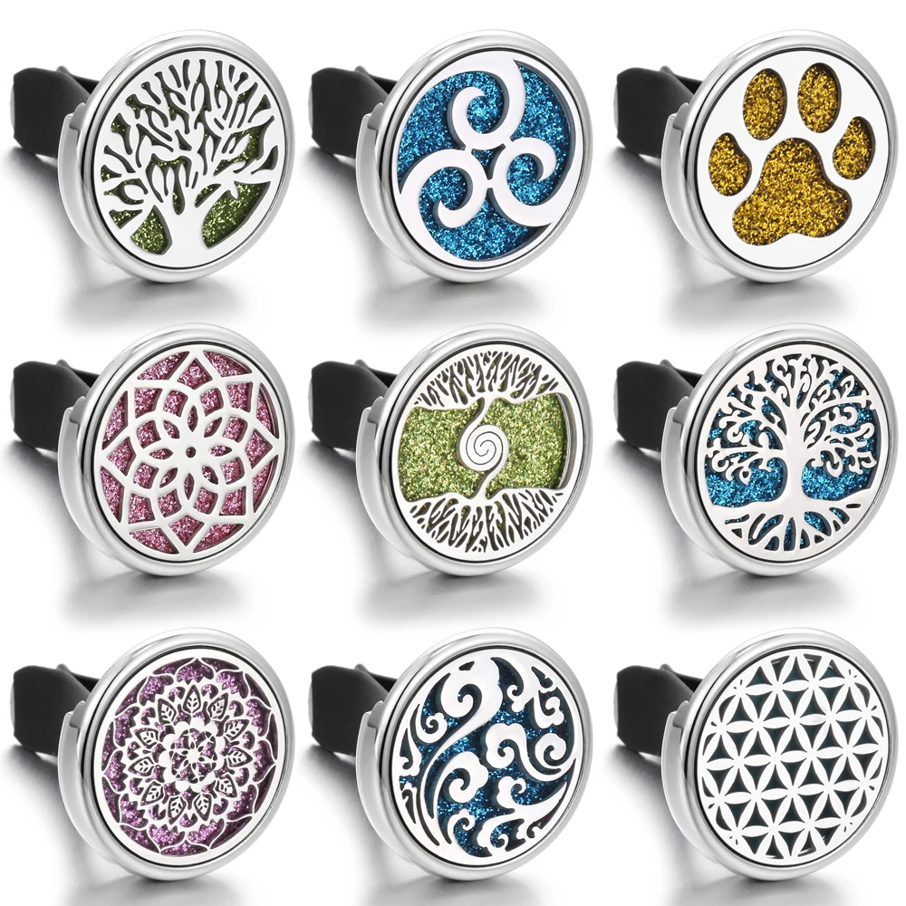 Insert Aromatherapy Pad Tree of Life Perfume Essential Oil Diffuser Car Vent Clips Air Freshener Lockets Pendant essential oil diffuser pendant