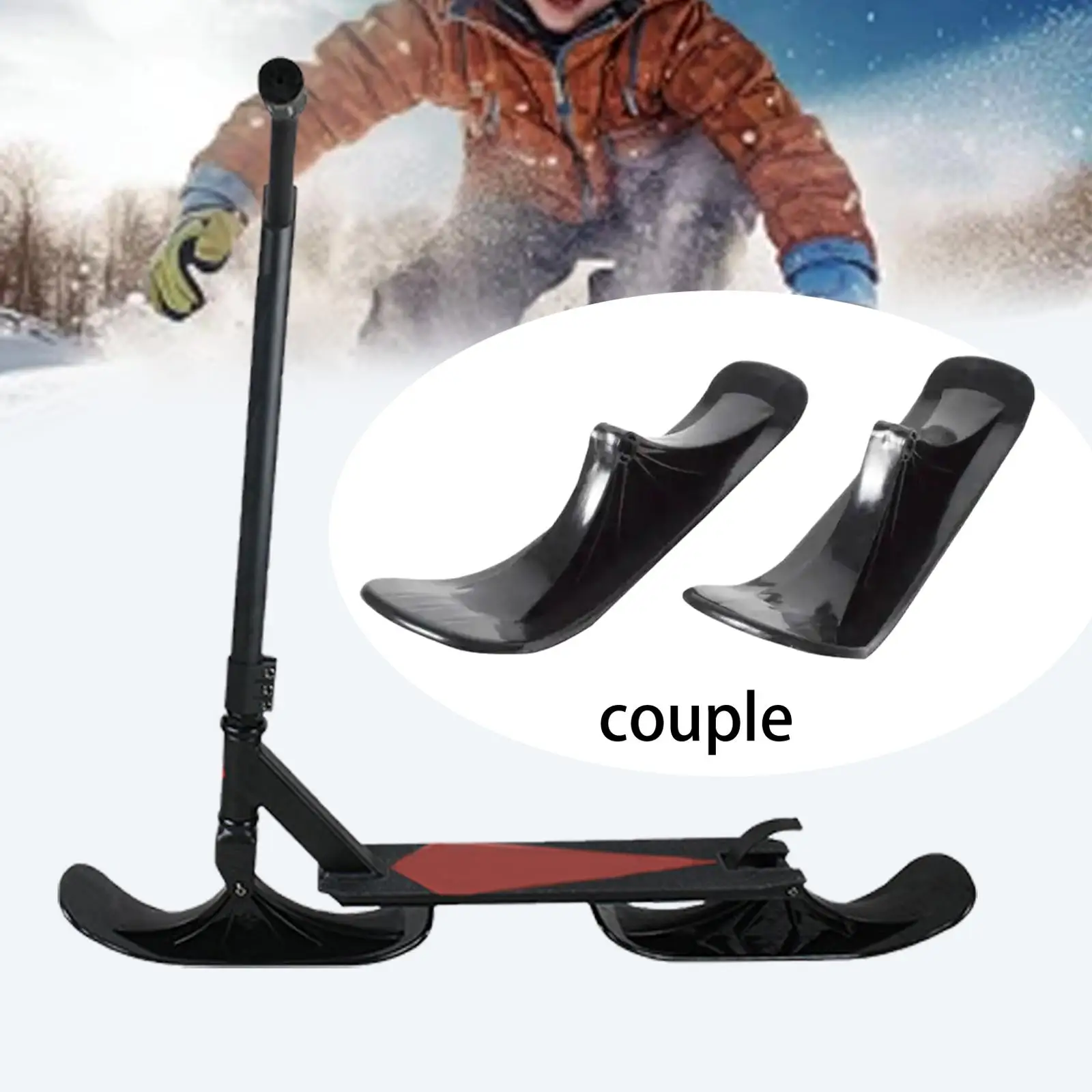 2x Snow Sledge Board Toboggan Fun Toy Bike Snowboard Universal Ski Attachment