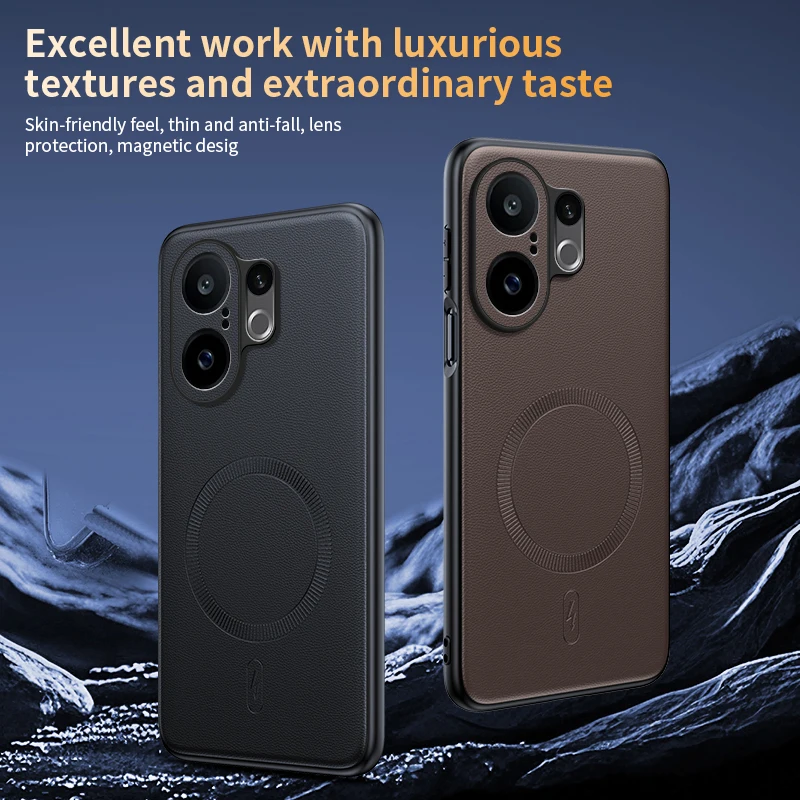 Luxurious Leather Armor Magnetic Phone Case - Premium Protection Cover