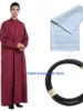 Sli Long Arab Robe Tee Piece Set for Men Travel Wear Youth Loose Fit Polyester Single Button Closure  Color