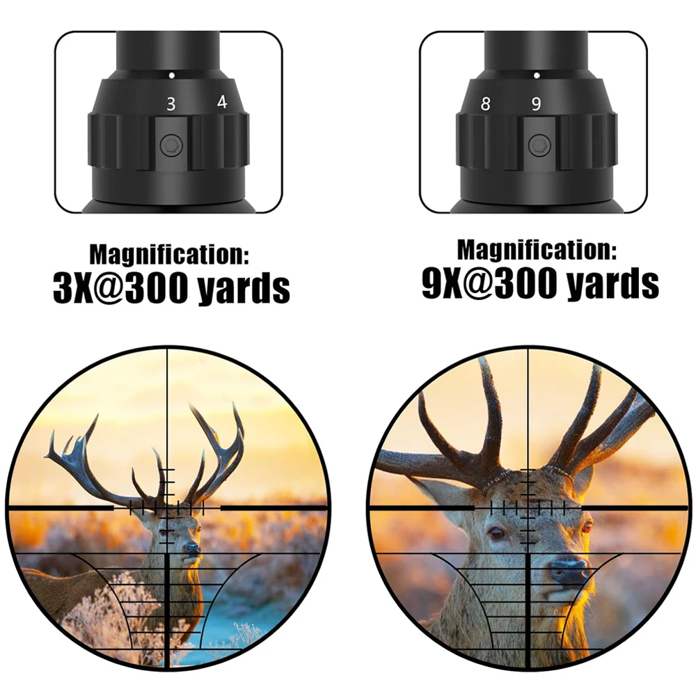 3-9x40EG Rifle Scope Red Laser Sight Combo Red Green Illuminated Optical Riflescope Mil-dot Reticle Scope 20/11mm Mounts