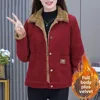 Plus Size Autumn Winter Thickened Corduroy Women's Short Coat Warm Fashion Slimming Loose Long Sleeve Jacket Stylish Anti-Aging