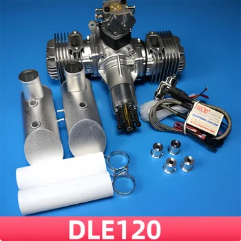 Motore DLE120 E Modello DLE 120 Bicilindrico a Due Tempi con Scarico Laterale, Raffreddamento ad Aria Naturale, Avviamento Manuale, Cilindrata 120cc DLE