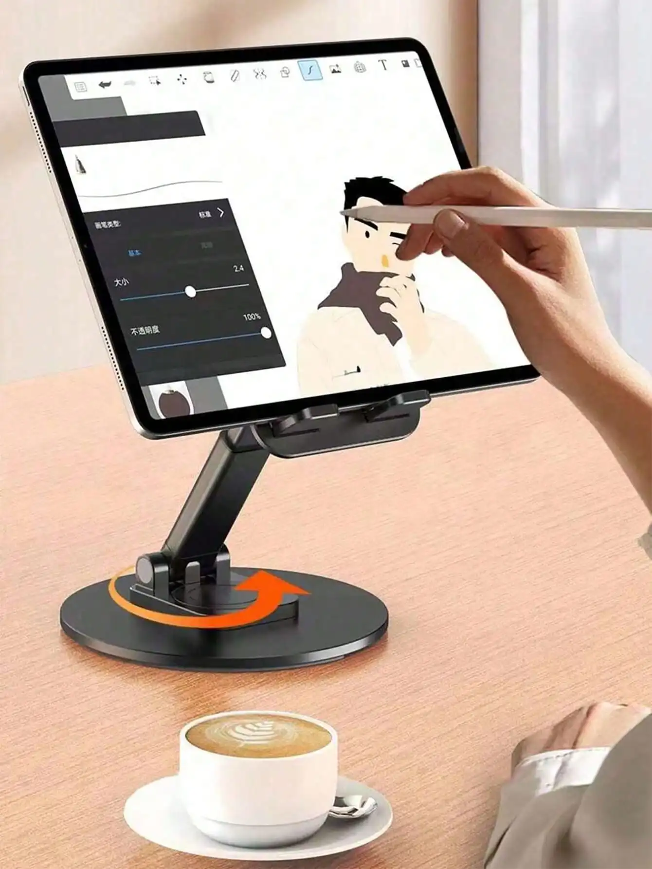 1pc 알루미늄 합금 휴대폰 홀더 회전식 데스크탑 금속 휴대폰 태블릿 스탠드