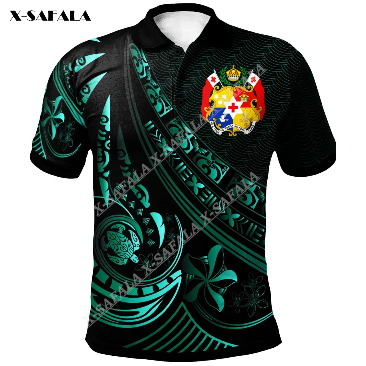 

Высококачественные рубашки-поло Tonga, полинезийские рубашки унисекс с 3D-принтом потока океана, повседневные мужские и женские топы