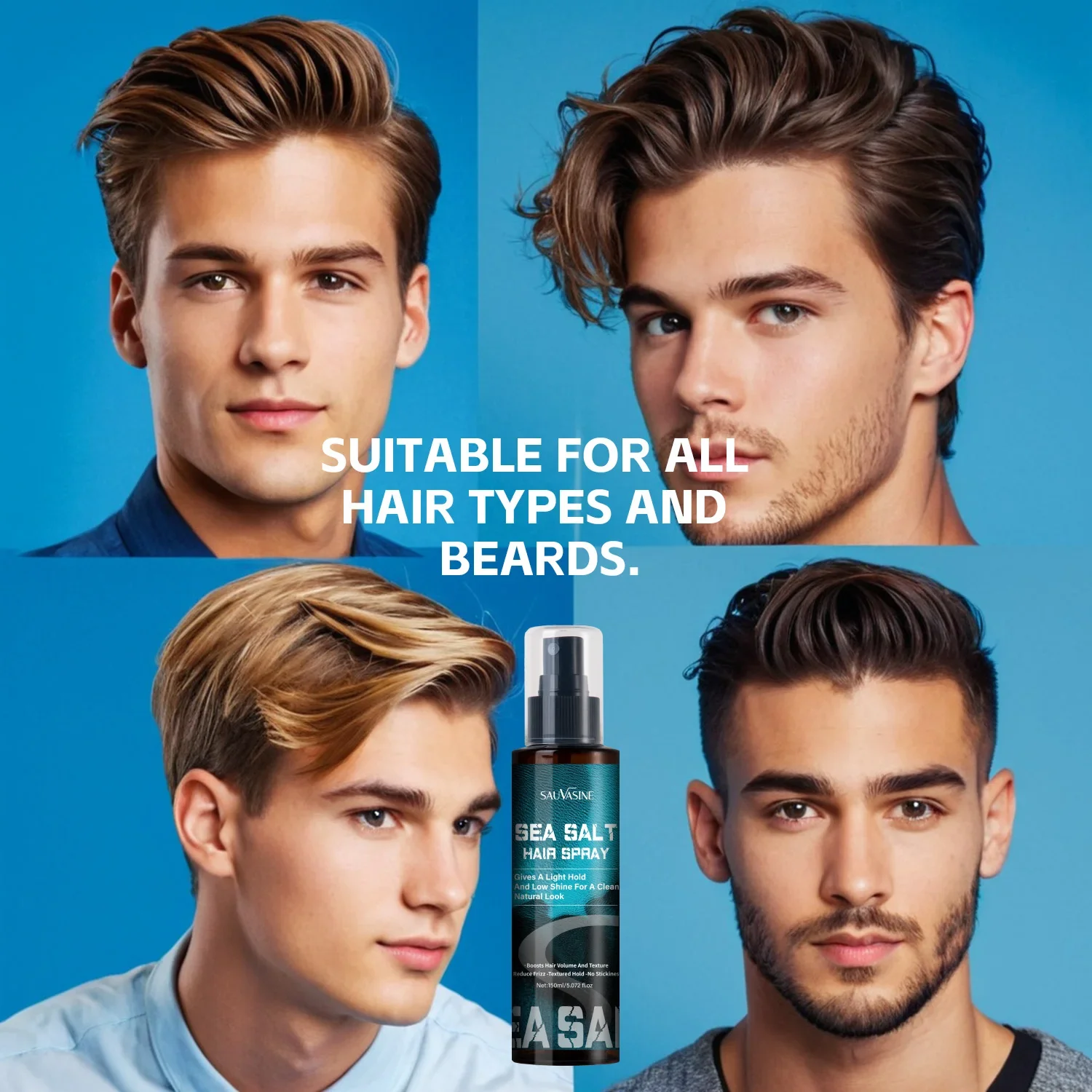 Natural Sea Salt Spray for Men Women Hair Add Volume Texture Thickness Wave Curls Seasalt Beach Hairspray Styling Mist 150ML