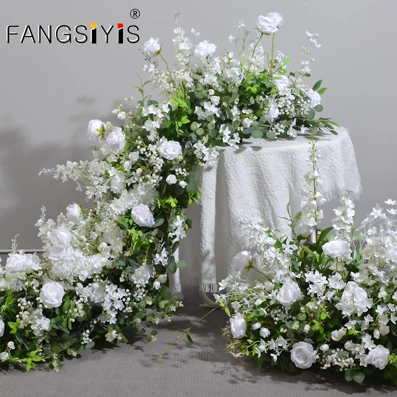 

200cm Artificial Flower Strip Arrangement Wedding Table Runner Floral Party Backdrop Deco Prop Arch Flower String Window Display