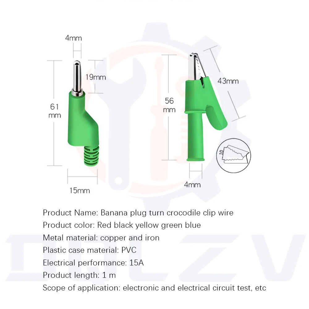 Description Picture 3 of item1M Double End Test lead Wire Line electrical Voltage 4mm Banana Plug Alligator Clip Crocodile 15A multimeter DIY Test Wires