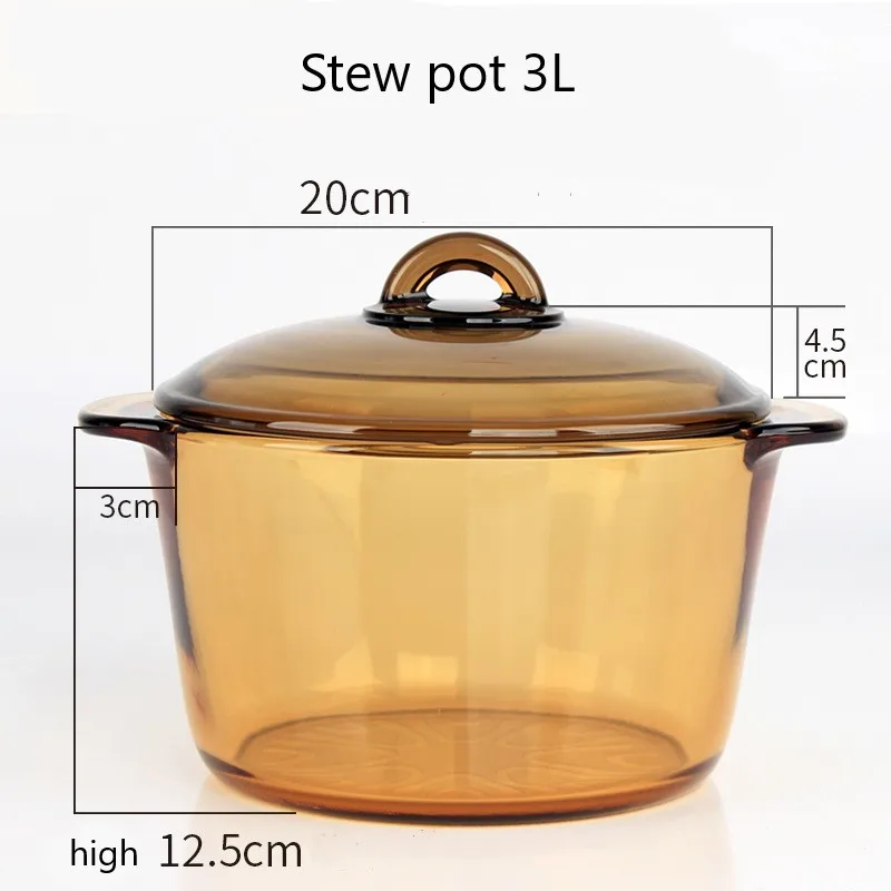 Glass double ear soup pot, vegetable health pot, glass instant noodles  bowl, boiling pot, high borosilicate glass stew pot - AliExpress