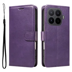Leather Wallet Flip Phone Case with Card Holder and Stand Feature for Xiaomi 17 Max (PURPLE)