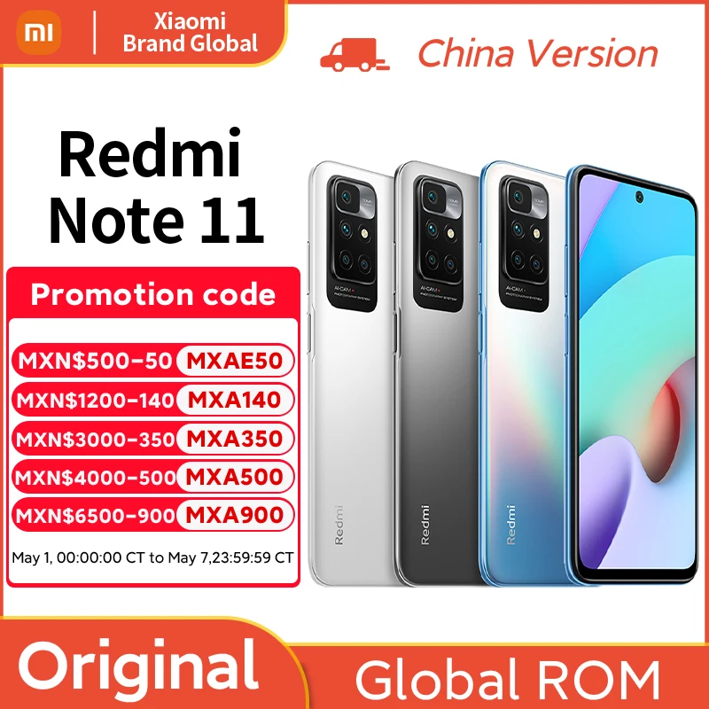 

Xiaomi Redmi Note 11 Cellphone Global ROM 4GB+128GB Helio G88 Octa Core 90Hz AMOLED Display 5000mAh 18W CN Version
