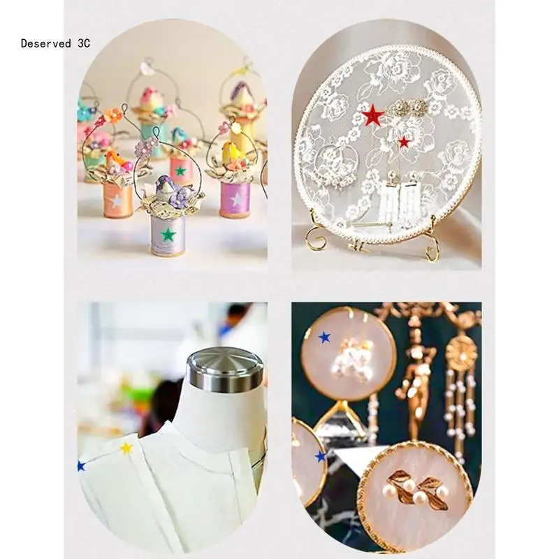 R9CB Star Shape Push Pins, Pack of Small Map Tacks with Metal Points for Bulletin Board, Fabric Marking and Picture Hanging
