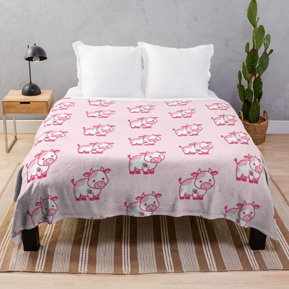 

Strawberry Cow Throw Blanket dorm room essentials giant sofa blanket