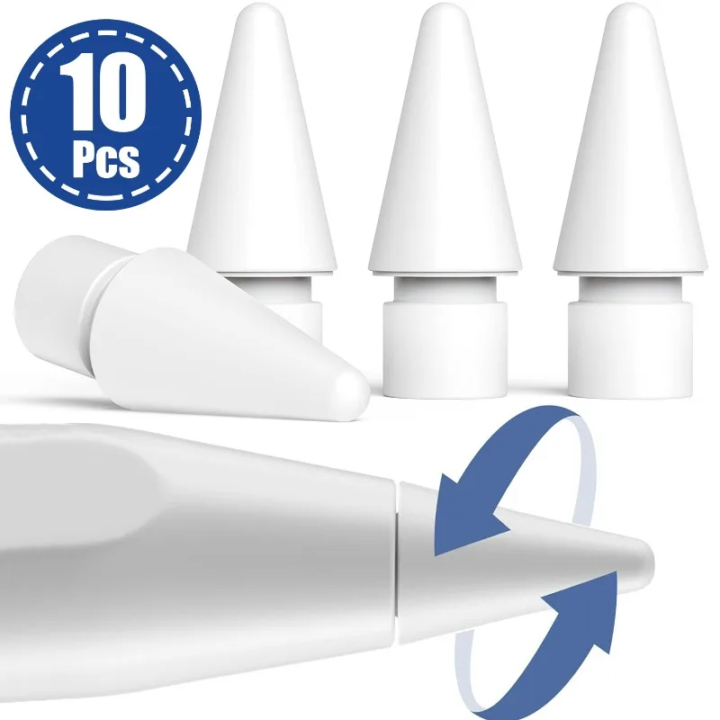 

1/10 шт. запасные наконечники для Apple Pencil 1-го 2-го поколения, без износа, запасные наконечники для IPad Pro, стилус 1/2, тонкий наконечник