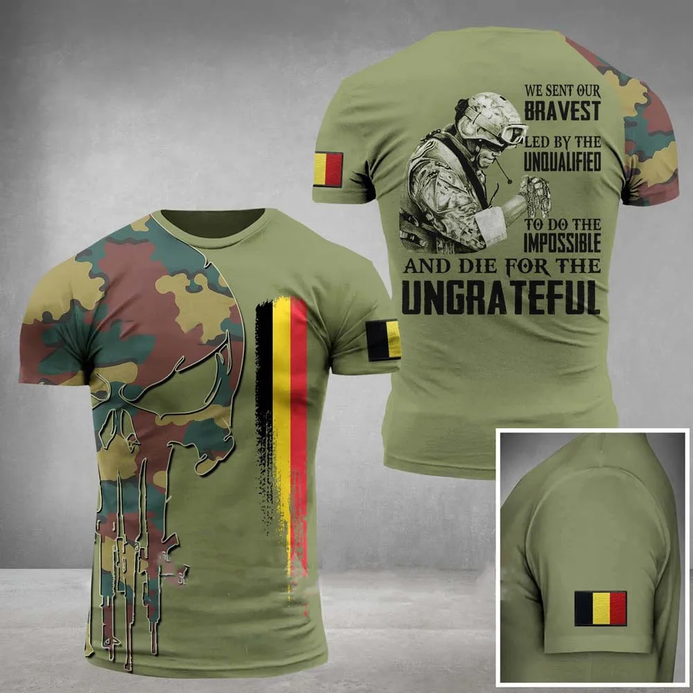 

BELGIAN-BELGIUM-ARMY-CAMO-VETERAN SOLDIER 3D Printed High Quality Milk Fiber T-shirt Summer Round Neck Men Female Casual Top-3