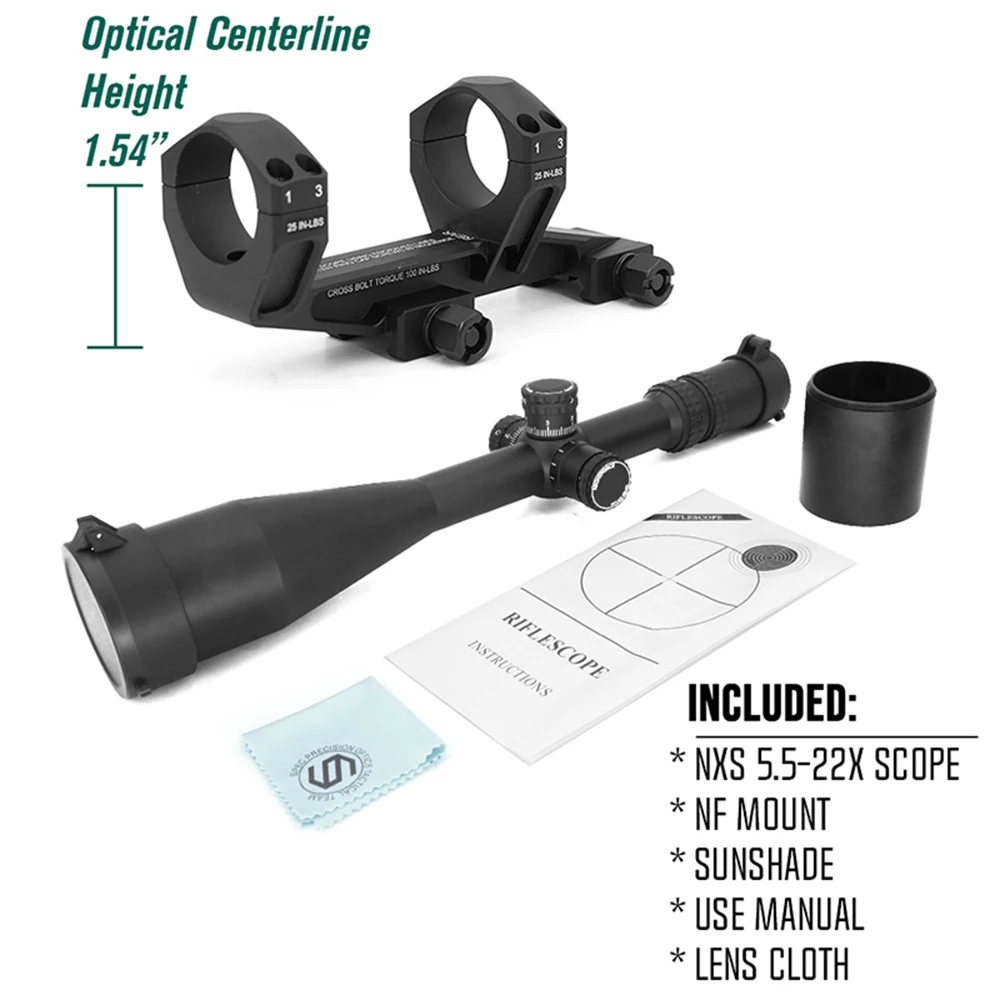 NF NXS 5.5-22x56 FFP ZeroStop Mil-R Riflescope 30mm Tube