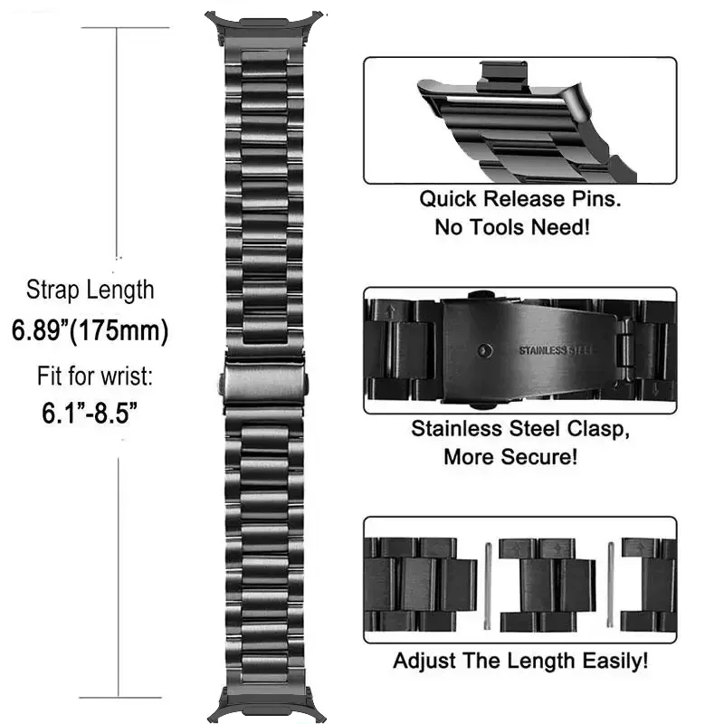 Adjustable Metal Bracelet Band - Premium Watch Strap Accessory