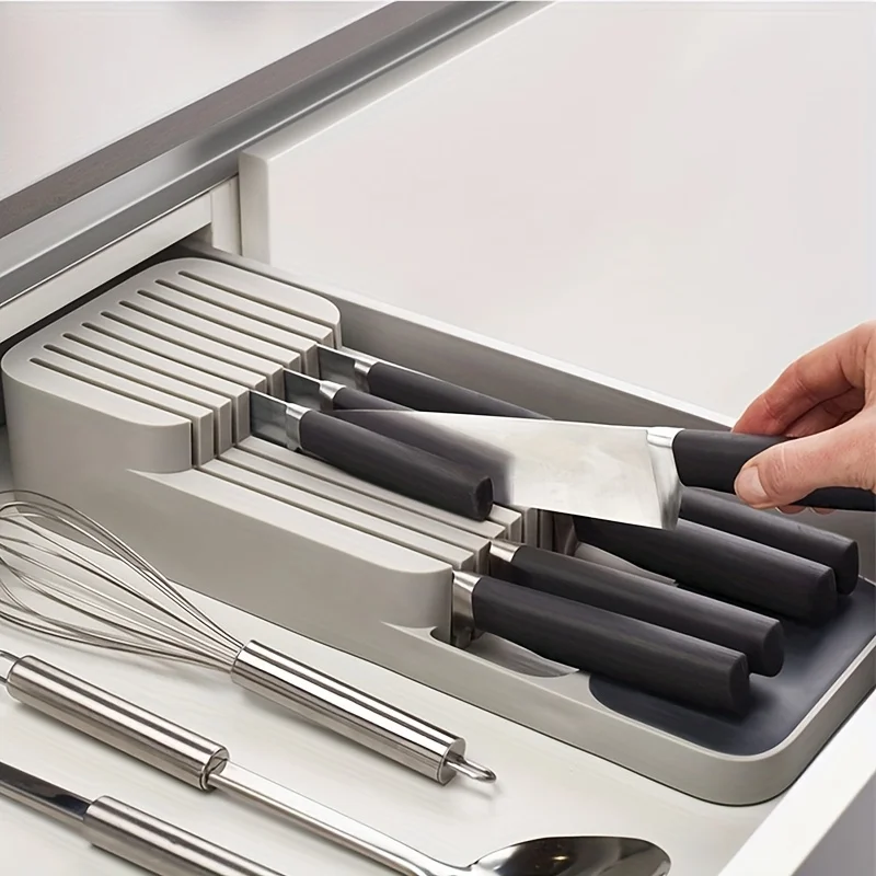 1pc Kitchen Drawer Organizer Tray For Knives Knife Block In-Drawer Knife  Block Kitchen Knife Drawer Organizer - AliExpress
