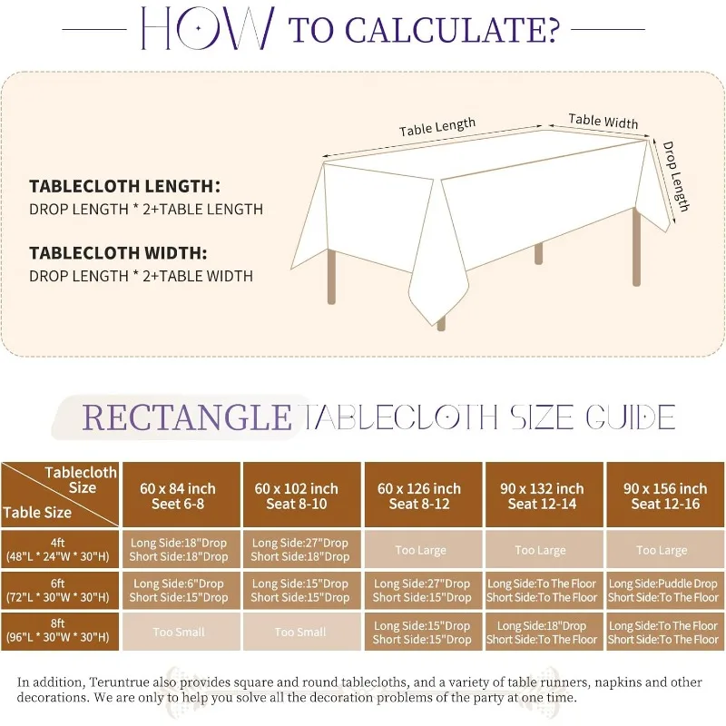 Polyester White Tablecloths for 8 Foot Tables Pack