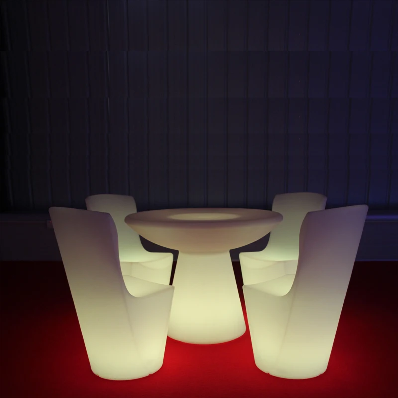 Rechargeable Luminous Garden Chair 40*44*80cm Color Changeable LED Glowing Furniture PE Plastic Waterproof Patio Seat Riq-CH80