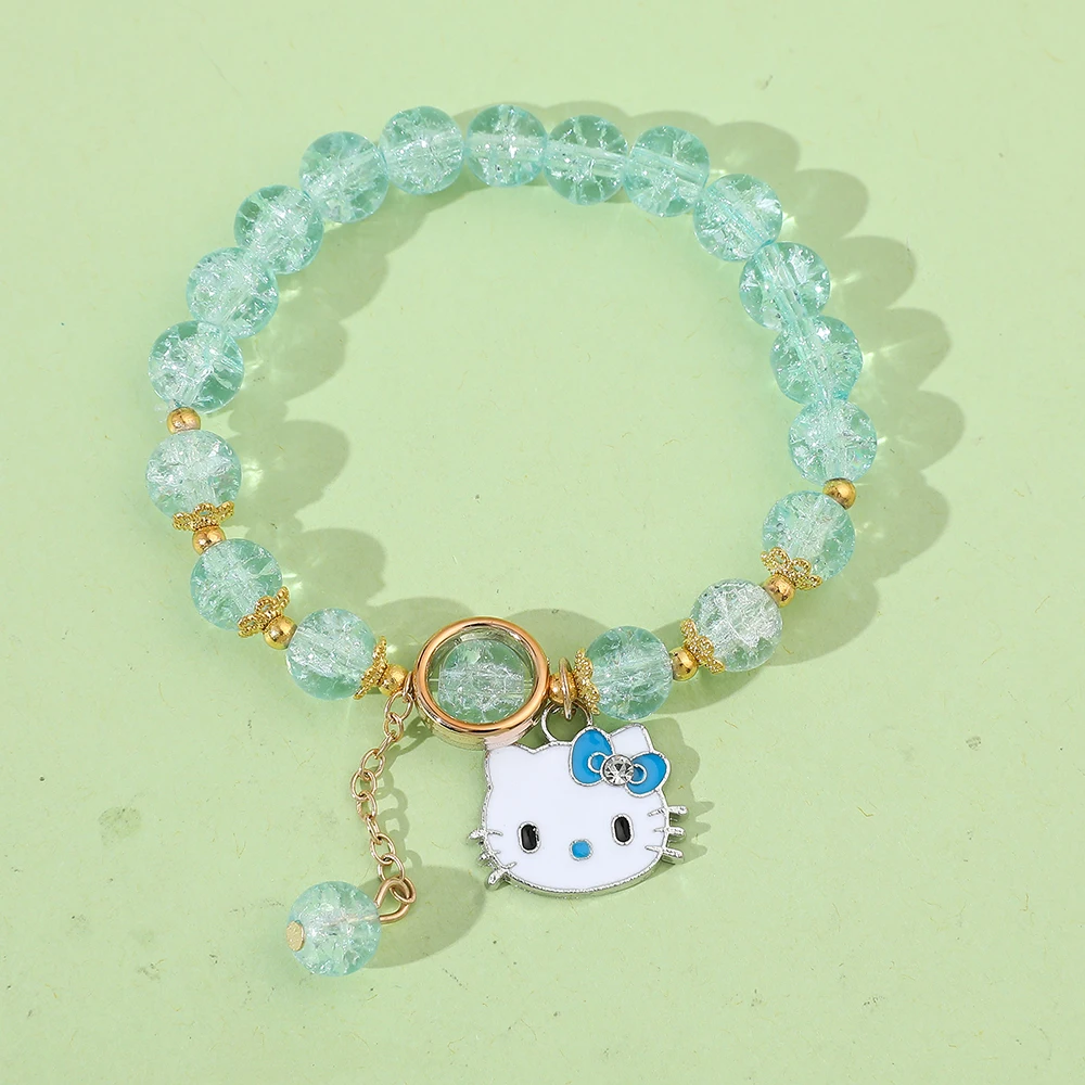 Bracelet de perles Hello Kitty bricolage, mode japonaise, anime coloré, mignon, ins