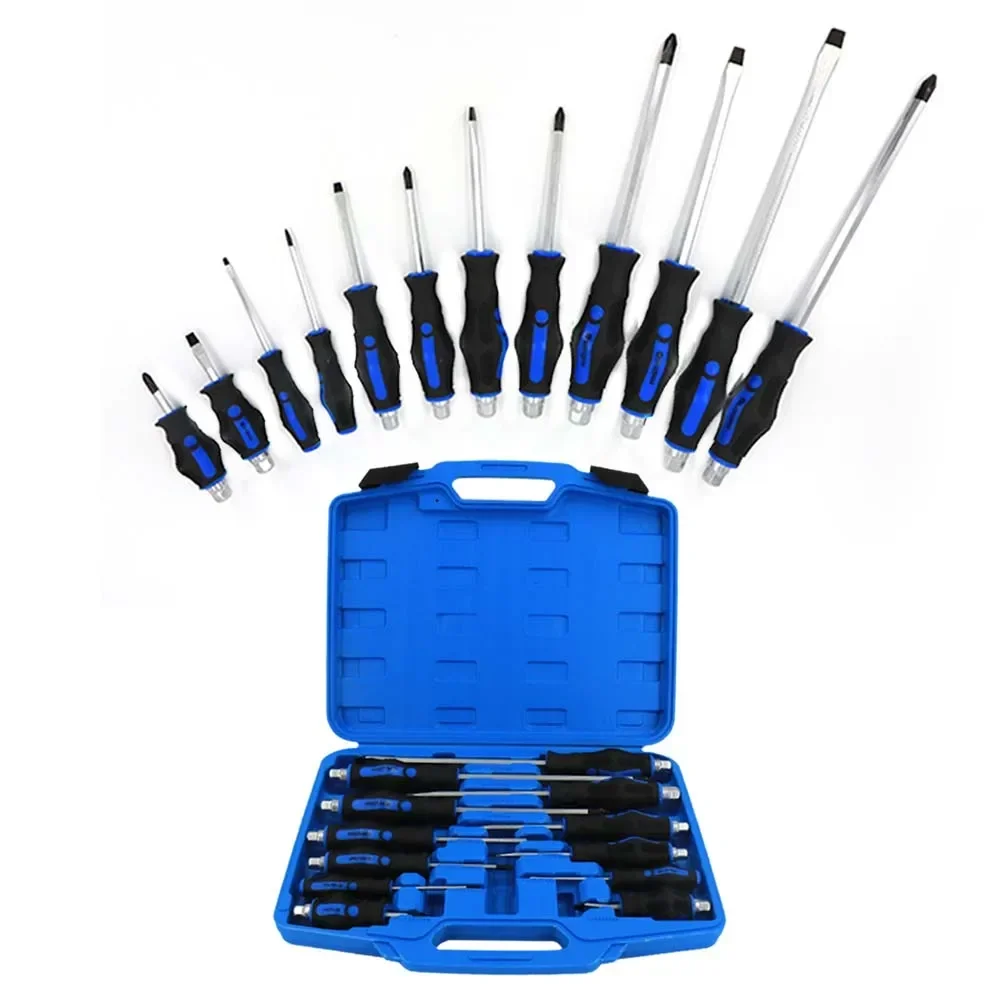 12Pcs Magnetic Screwdriver Set HEAVY DUTY Magnetic Screwdriver Tool Set Cross Head Flat Heads With Box: 3 - 5 Days Free Delivery only UK