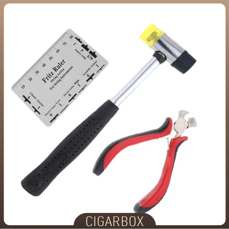 Combo Set Chitarra Bridge Pin Puller String Cutter Fret Puller Hammer String Ruler Repair Maker Per La Riparazione Della Chitarra Strumenti Luthiers