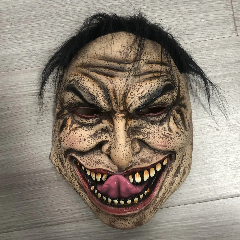 

Ghost Face Man Mask With Big Tongue Funny Nauseating Cosplay Creepy Wacky Face Latex Helmet Halloween Party Costume Props