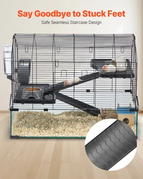 VEVOR Hamster Cage 360° Viewing Transparent Portable Hamster Habitats Ventilated Pet Mouse Cages with Water Bottle for Rats 5