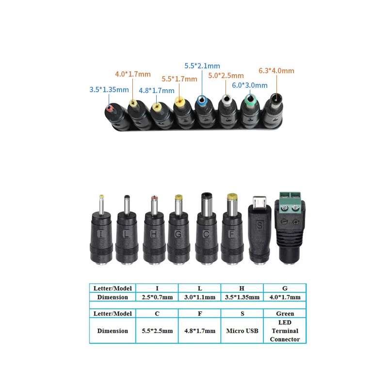 

8PCS Universal Adapter DC Jack Plug Connector 5.5MM*2.1MM AC DC Power Adapter Tips For Lenovo Thinkpad Laptop Power Supply Plug