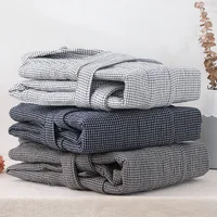 JFLEGAL Autumn and Winter Cotton Bathrobe Minimalist Plaid Men and Women Thickened 6-layer Gauze Towel Adult Absorbent Bathrobe 2
