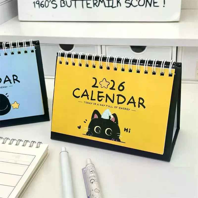 "Adorable Cat Illustration 2026 Calendari da tavolo compatti Anno del Cavallo; Calendari da viaggio da scrivania portatili e decorativi. - immagine 3
