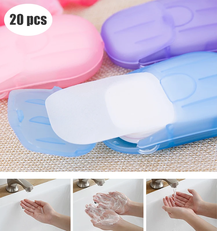 

20PCS Portable Soap Paper Disposable Soap Paper Flakes Washing Cleaning Hand for Outdoor Travel Camping Hiking Kitchen Toilet