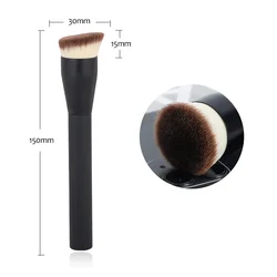 Flat Angled Synthetic Hair Makeup Brush for Foundation, Contouring, and Buffing (Black)