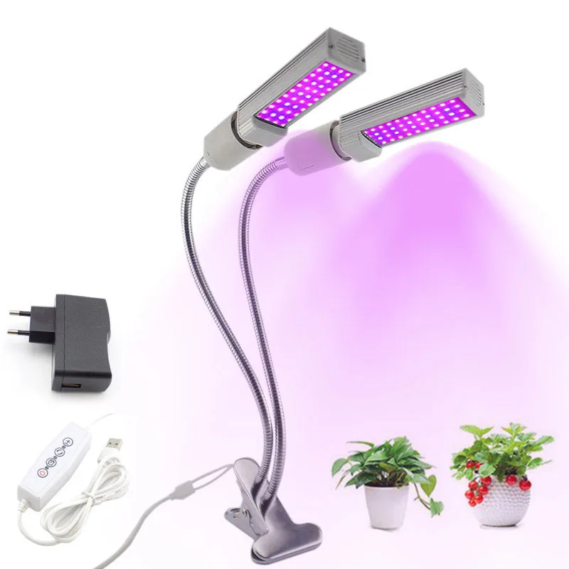 Dual Heads Led Grow Light Phyto Lamp Piante Da Interno Fitolamp Fitolampy 5V Usb Timer Indoor Growbox Per Serra Grow Tent Box