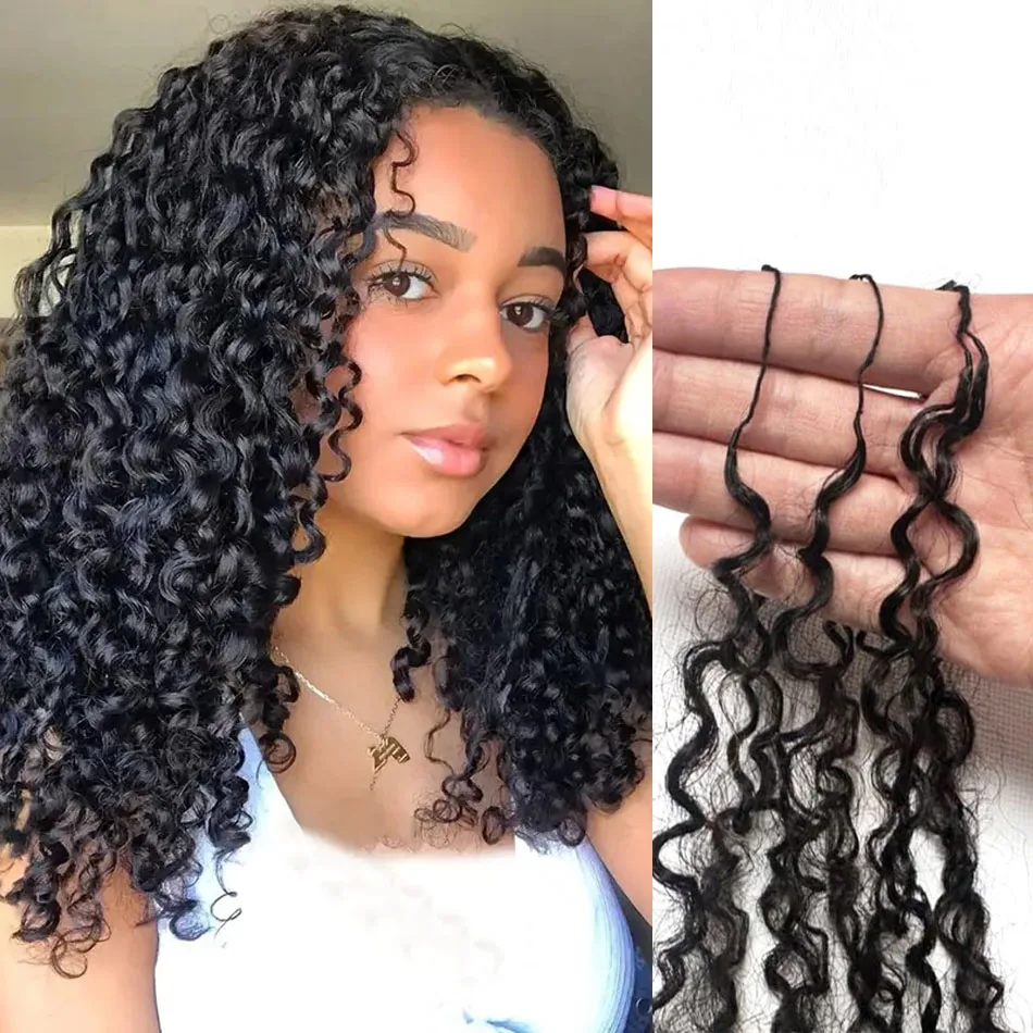 Feather Crochet Human Hair Knotless Pixie Curls Extensions Lightweight Pre Separated For Braids Small Spirals Curly Crochet Hair