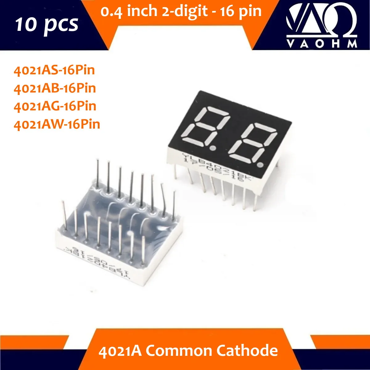 10PCS 4021AH 4021AB 4021AG 4021AW 0.4 Inch Common Cathode Two Digit Seven Segment Led Display Tube 16Pin Red Blue Green White led digital tube display led display module