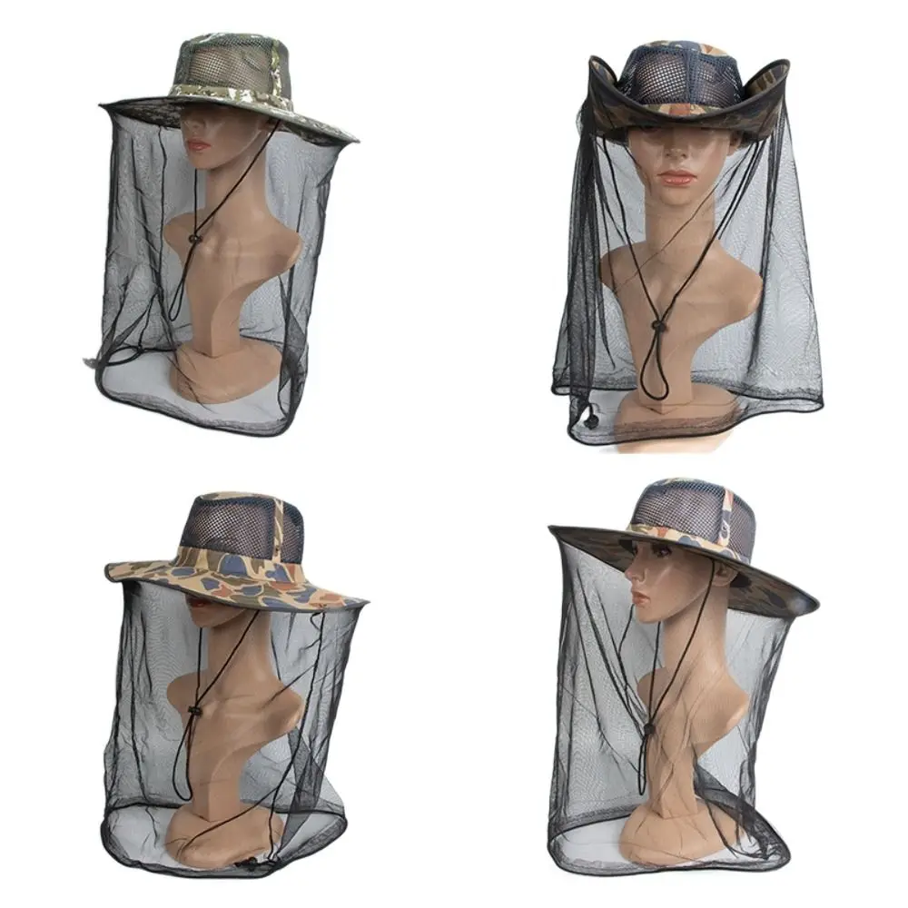 

Cap Camouflage Hat-Veil Anti Mosquito Head Face Protector Anti Bee Hat Mosquito Net Hat Insect Mesh Hat Outdoor Fishing Sun Cap